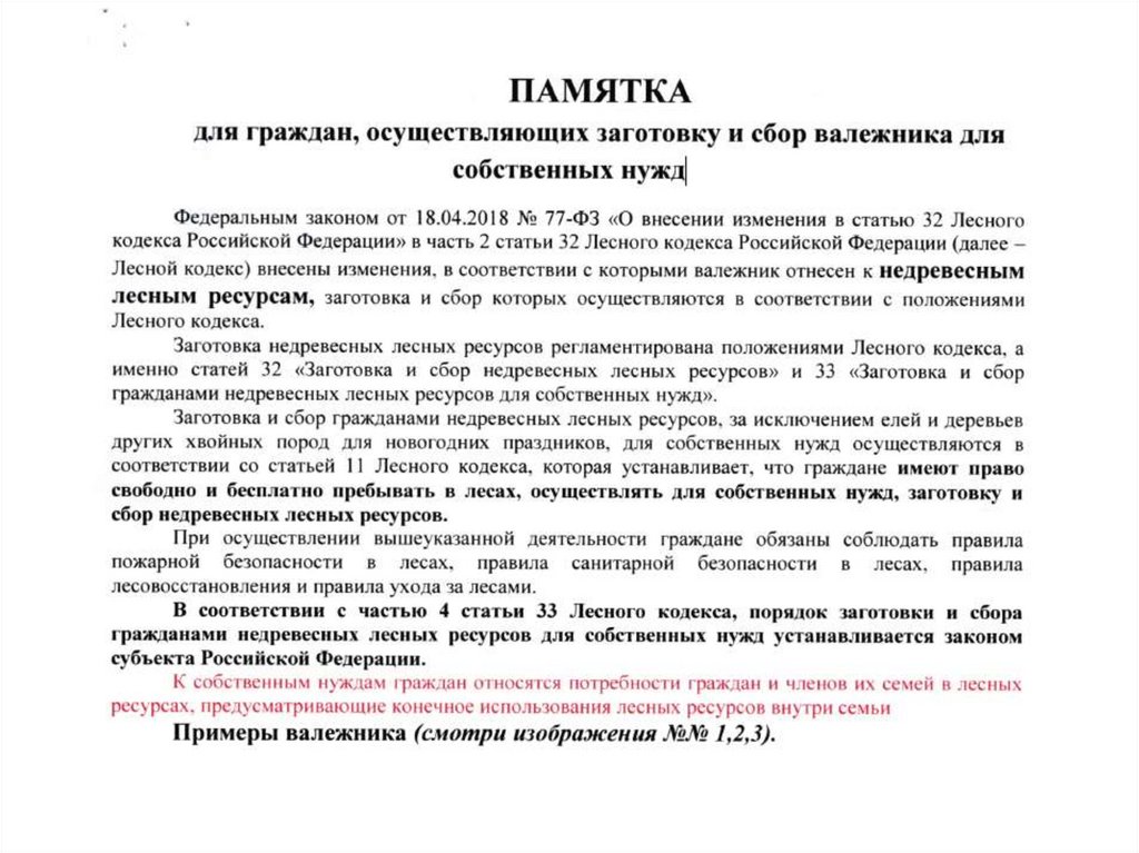 ПАМЯТКА ПО СБОРУ ВАЛЕЖНИКА.